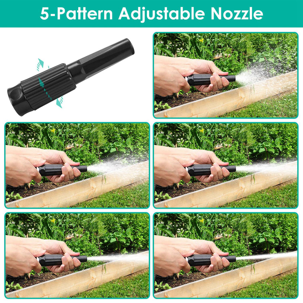 Stainless Steel Garden Hose with 7-Pattern Nozzle