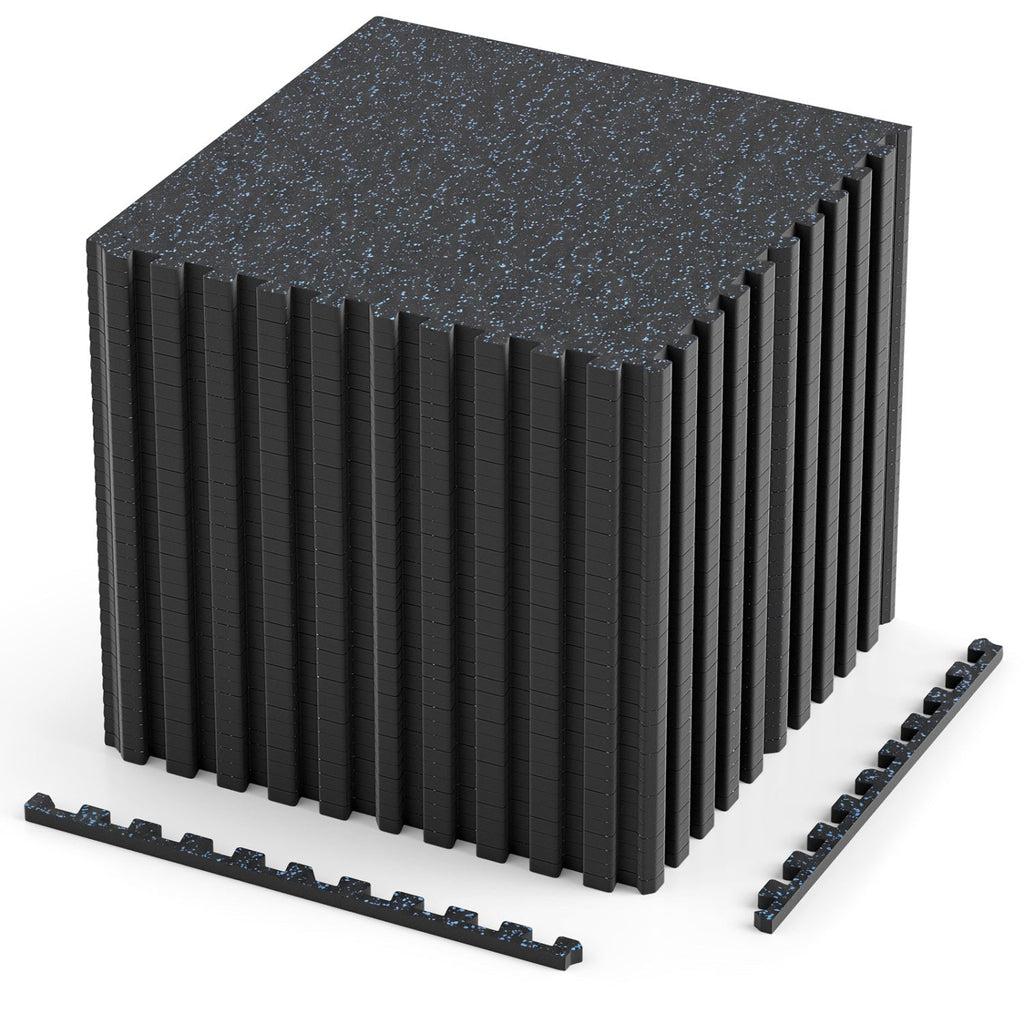 Interlocking Rubber Gym Floor Mats 140 Sq Ft with Borders