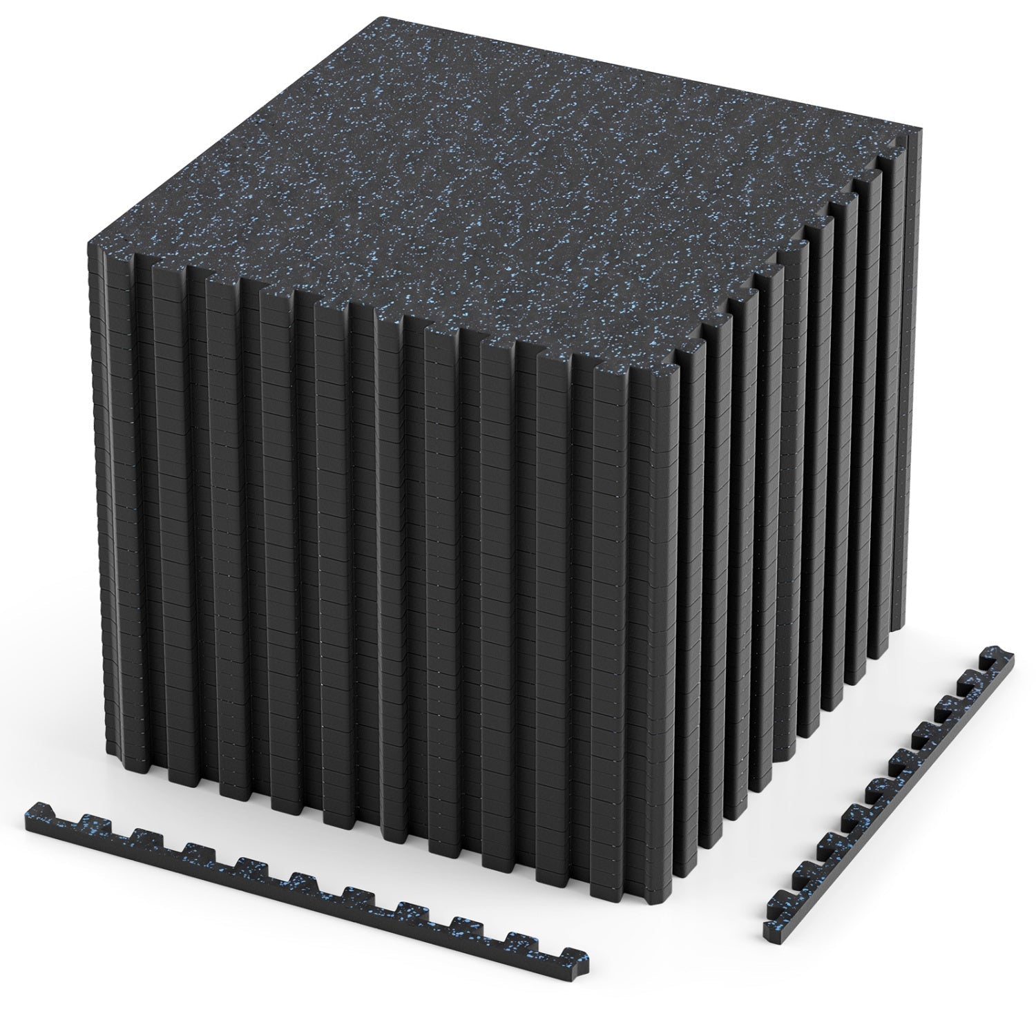 Interlocking Rubber Gym Floor Mats 140 Sq Ft with Borders