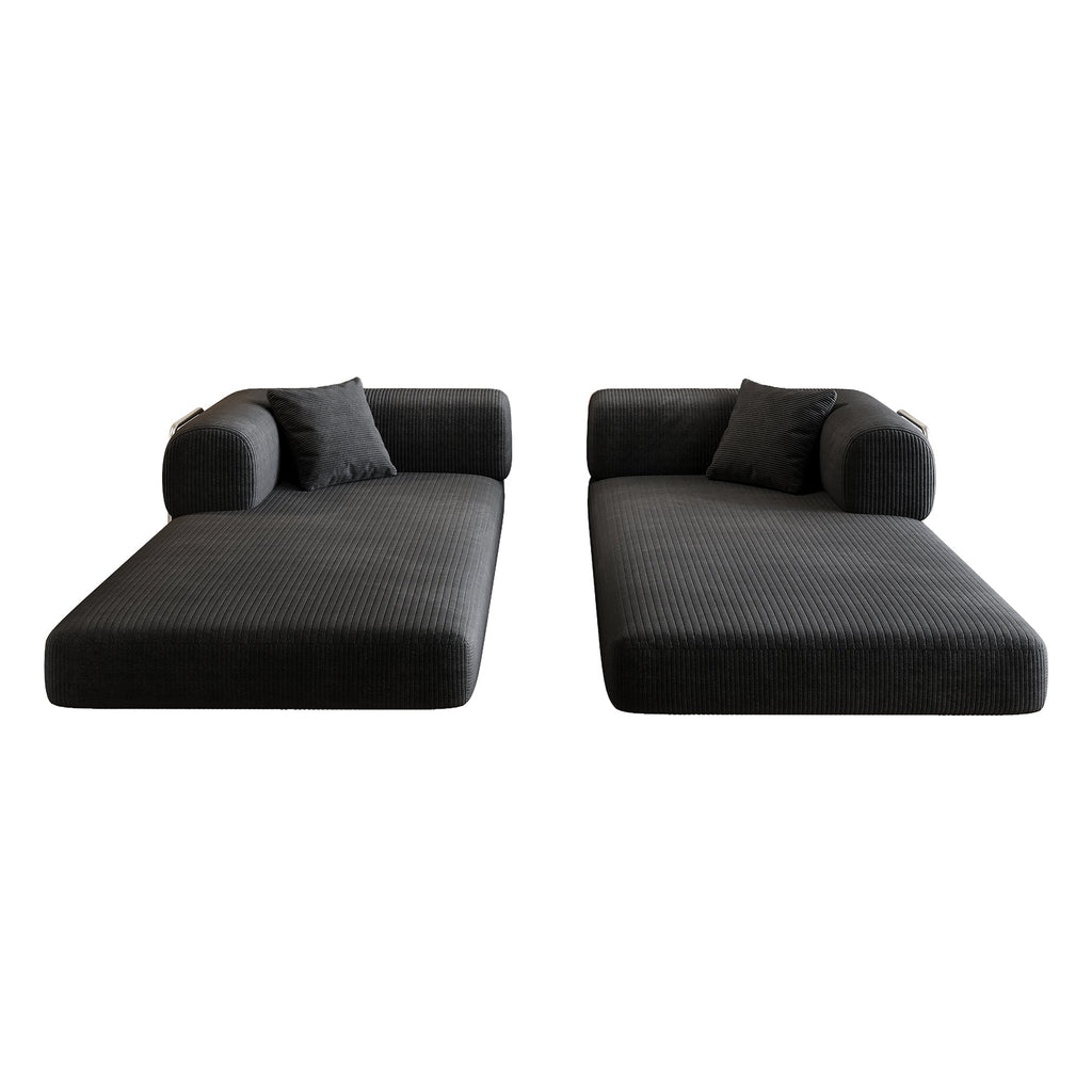 78.8' Compression Sofa,Convertible Floor Sofa Bed-with Pillow Back Support Armrest,Comfy Futon Couch Sleeper Bed,Loveseats Boneless Modular Sectional Sofa,Corduroy fabric,for Living Room,Bedroom,Black