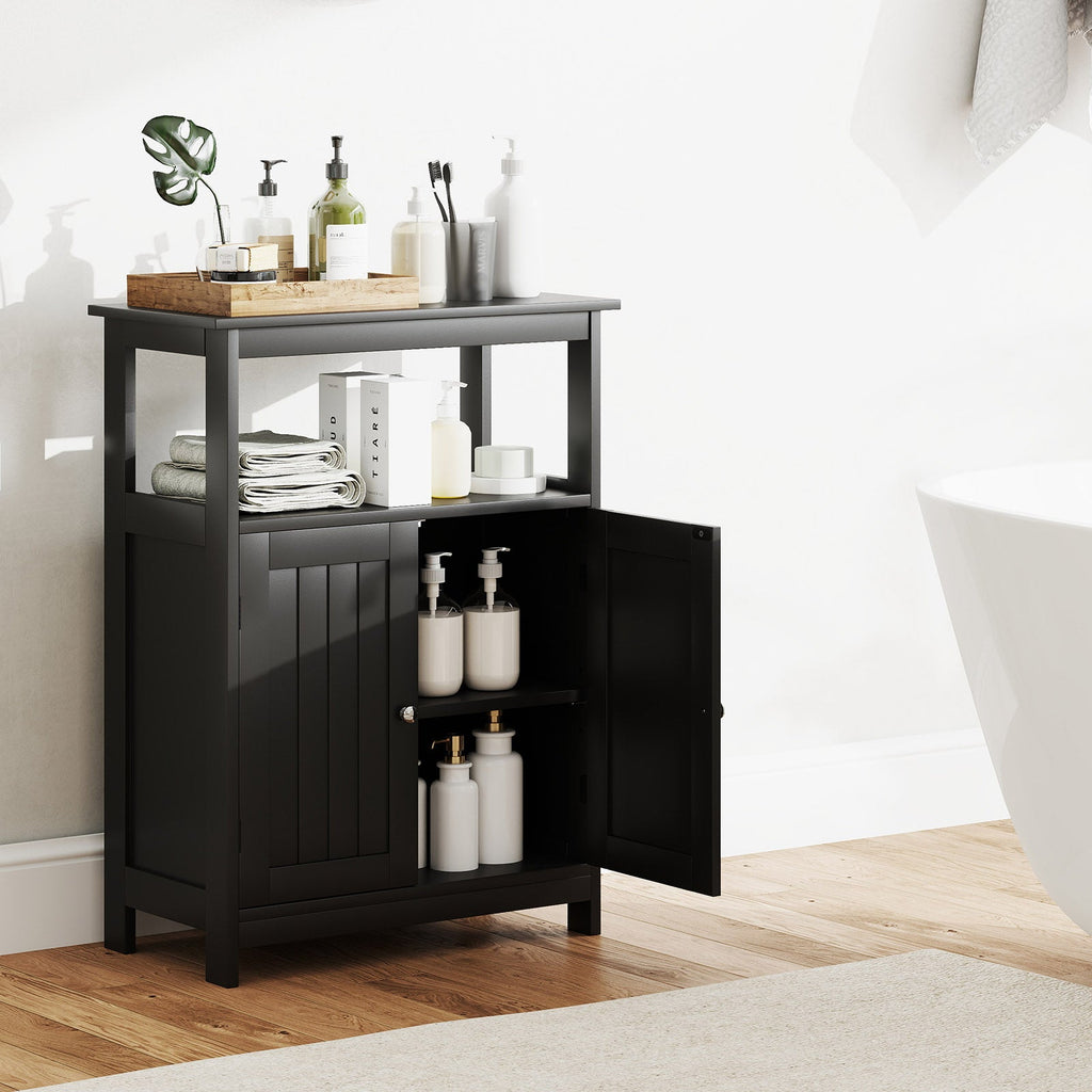Bathroom Floor Cabinet Freestanding Storage Organizer with Open Compartment