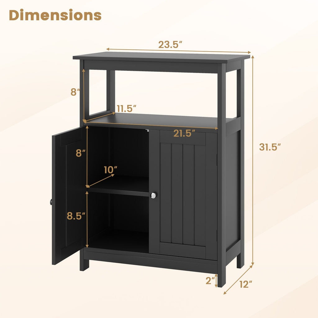 Bathroom Floor Cabinet Freestanding Storage Organizer with Open Compartment