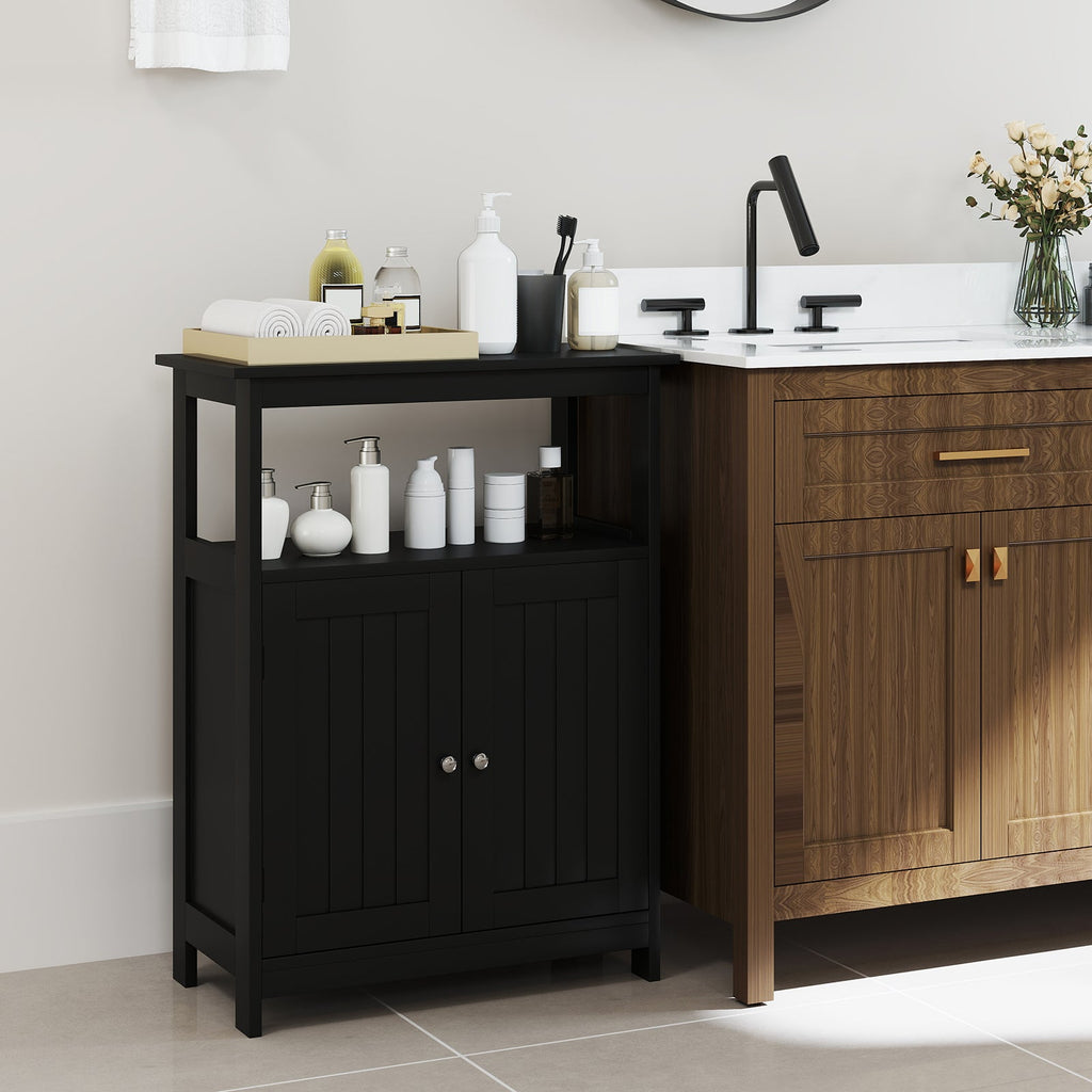 Bathroom Floor Cabinet Freestanding Storage Organizer with Open Compartment
