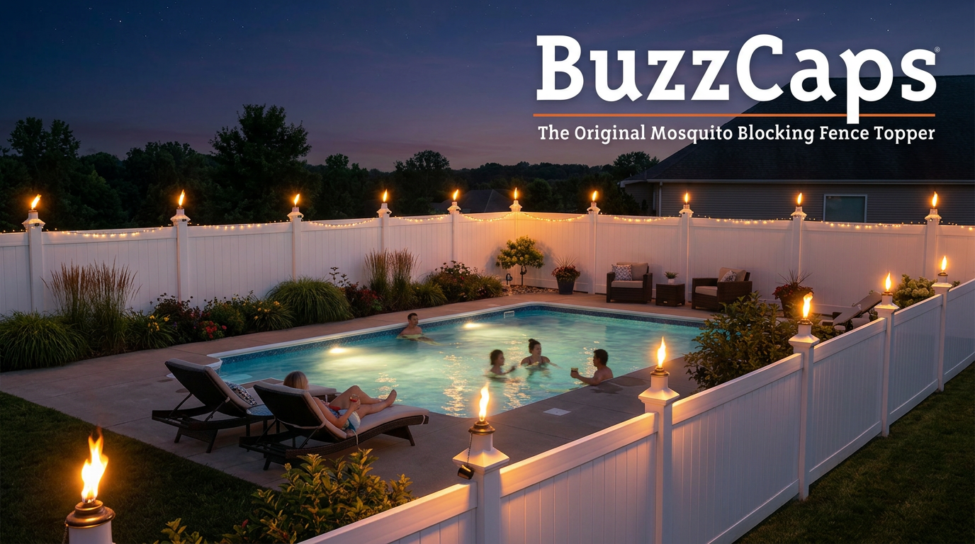 BuzzCaps (4) Four Pack - The Original Mosquito Repellent Outdoor Torch Post Cap