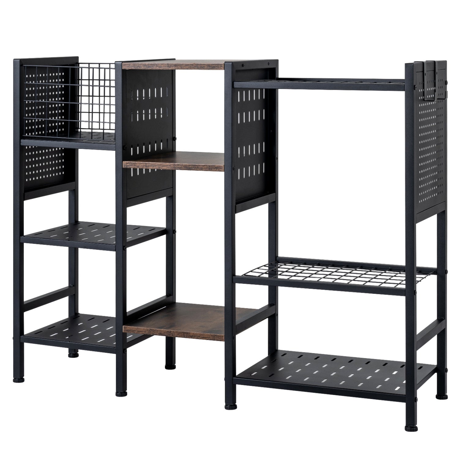 Garden Tool Organizer with Wooden Shelves for Garage and Shed