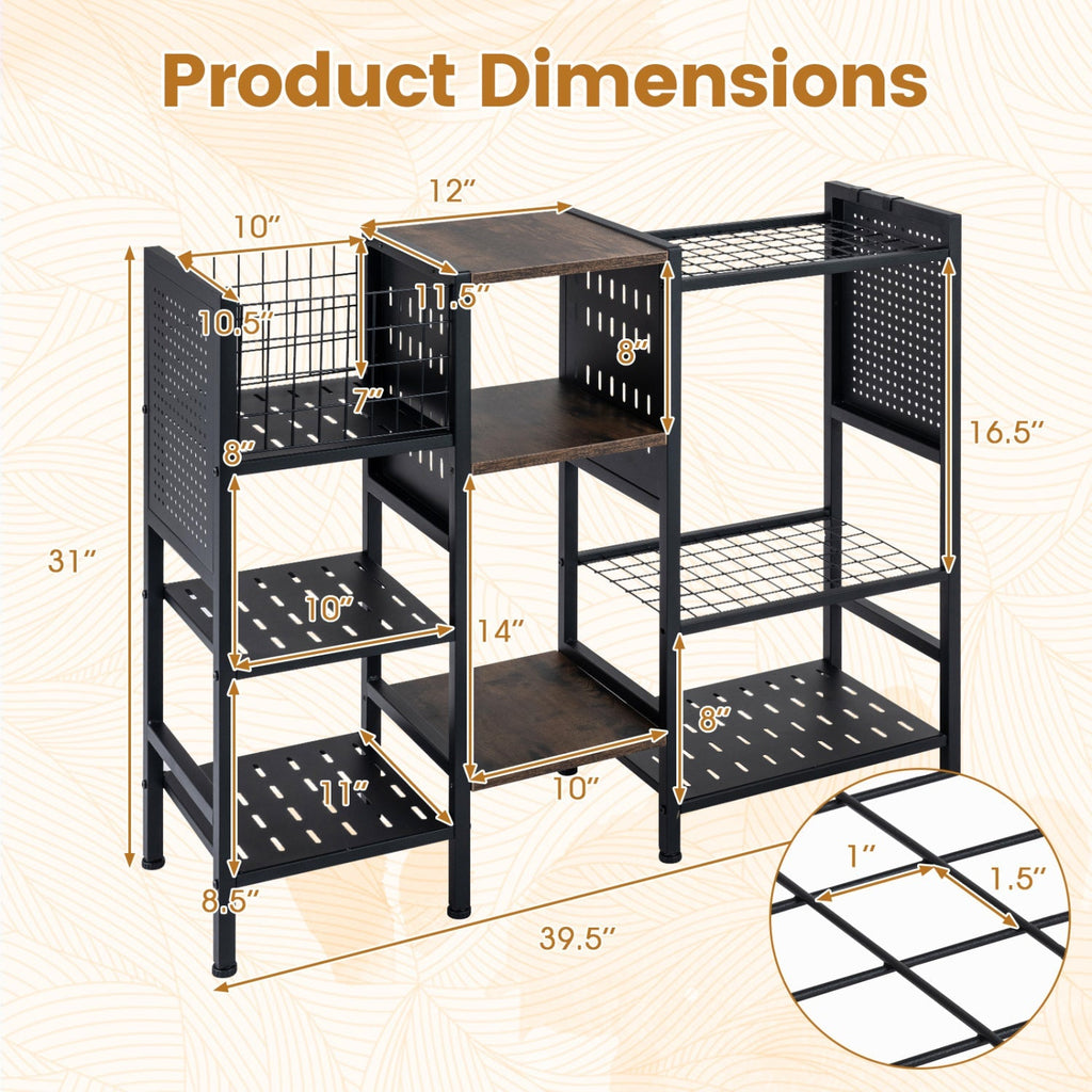 Garden Tool Organizer with Wooden Shelves for Garage and Shed