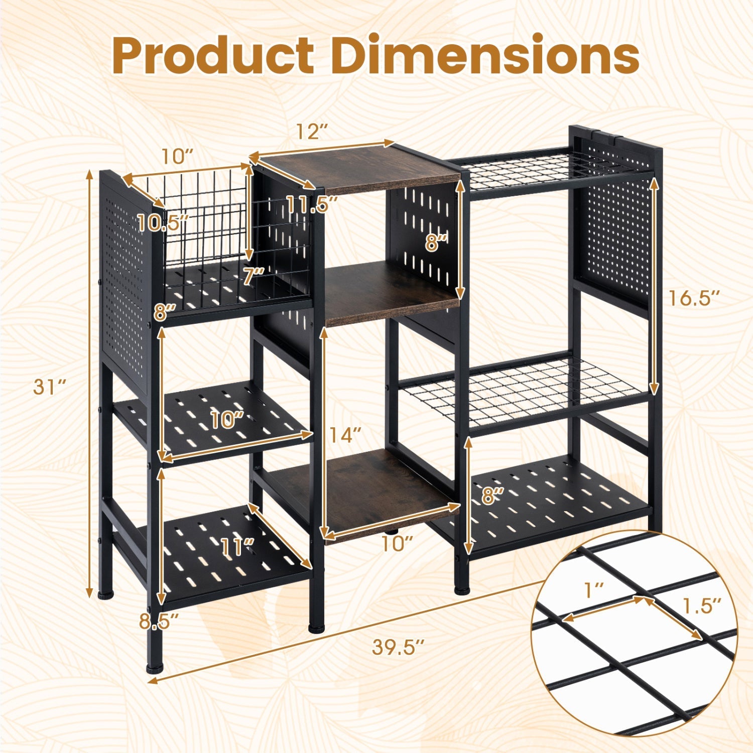 Garden Tool Organizer with Wooden Shelves for Garage and Shed