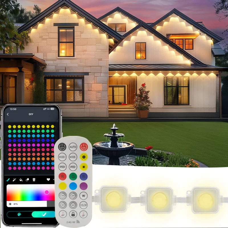 Permanent Eaves LED RGB Outdoor String Lights
