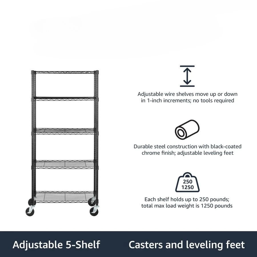Heavy Duty Garage Shelving Storage Rack with 4 Wheel Casters