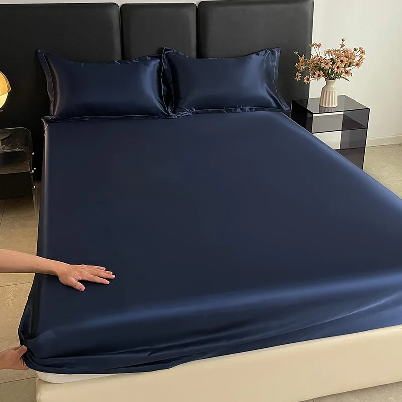 1Pc Satin Elastic Fitted Sheet