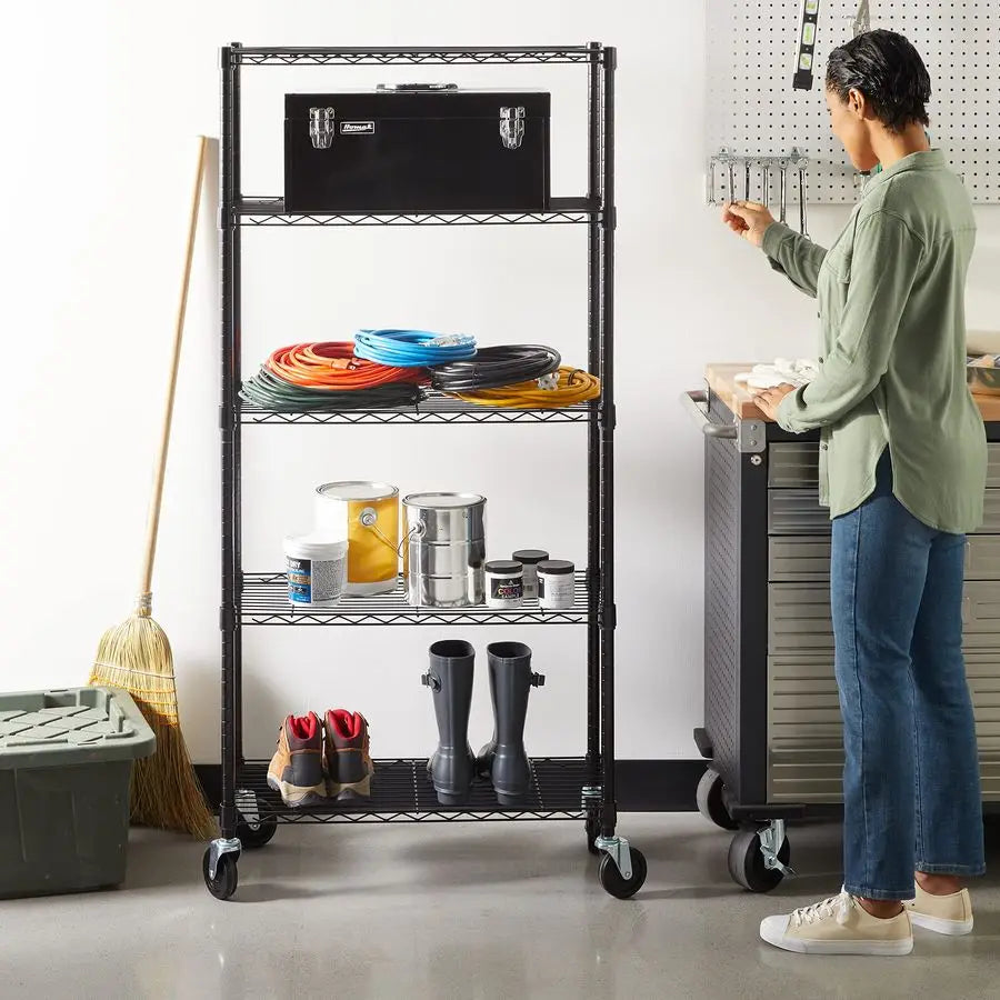 Heavy Duty Garage Shelving Storage Rack with 4 Wheel Casters