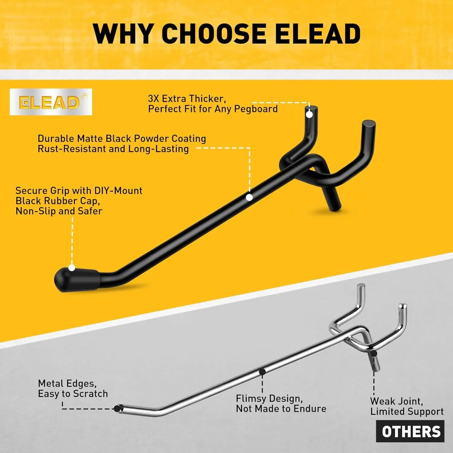 60-Piece 4-Inch Heavy-Duty Pegboard Hooks