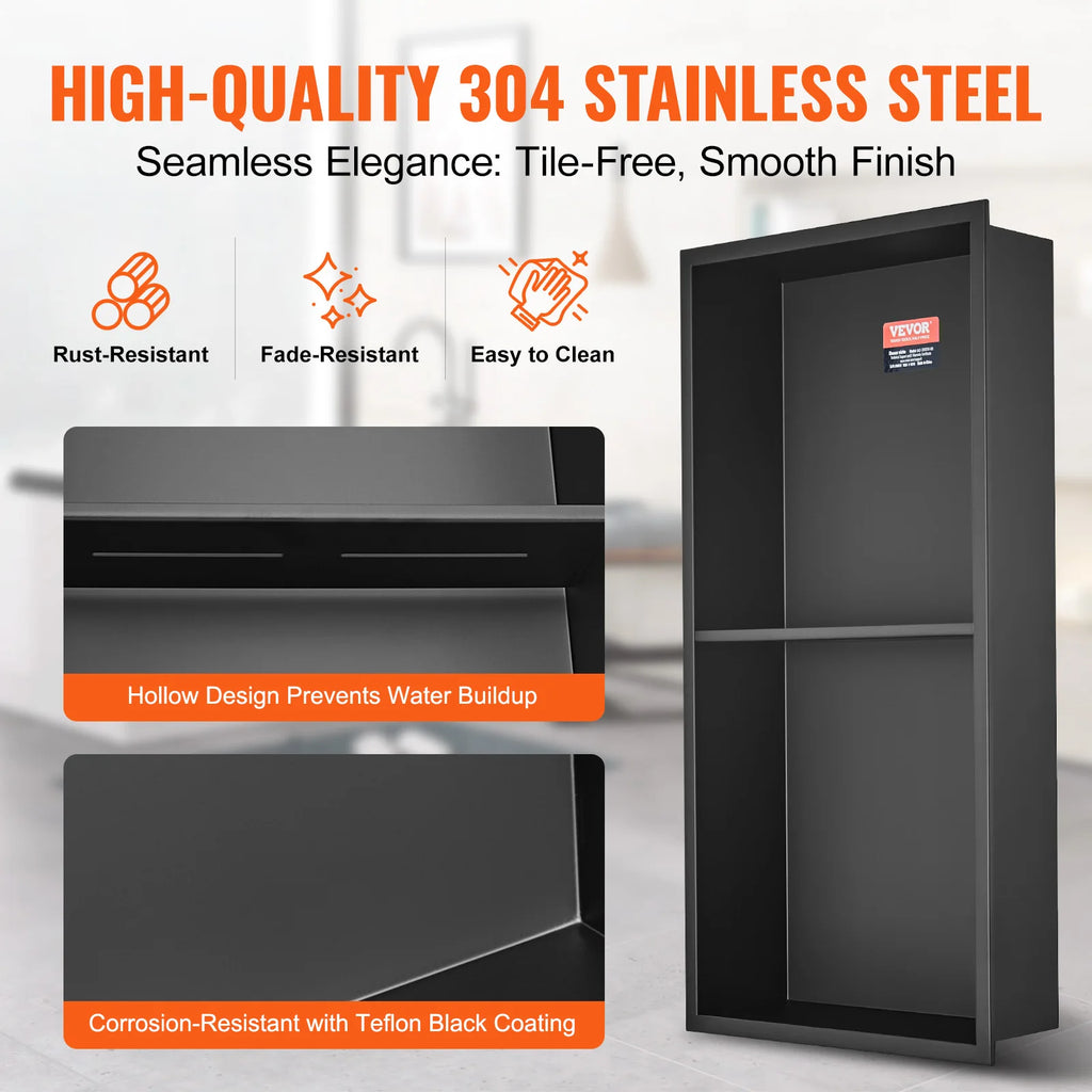 304 Stainless Steel Wall/Shower Niche Double Shelves