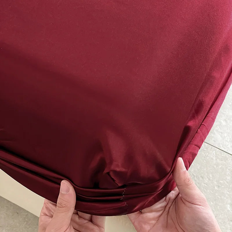 1Pc Satin Elastic Fitted Sheet