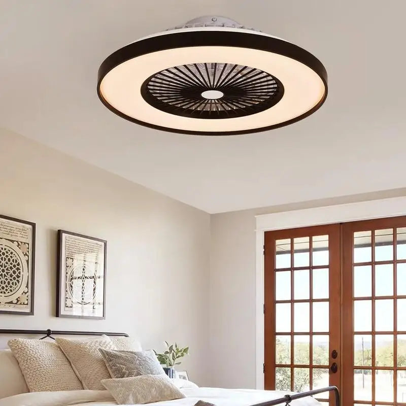 23-Inch Black Ceiling Fan Light with Dimmable RGB