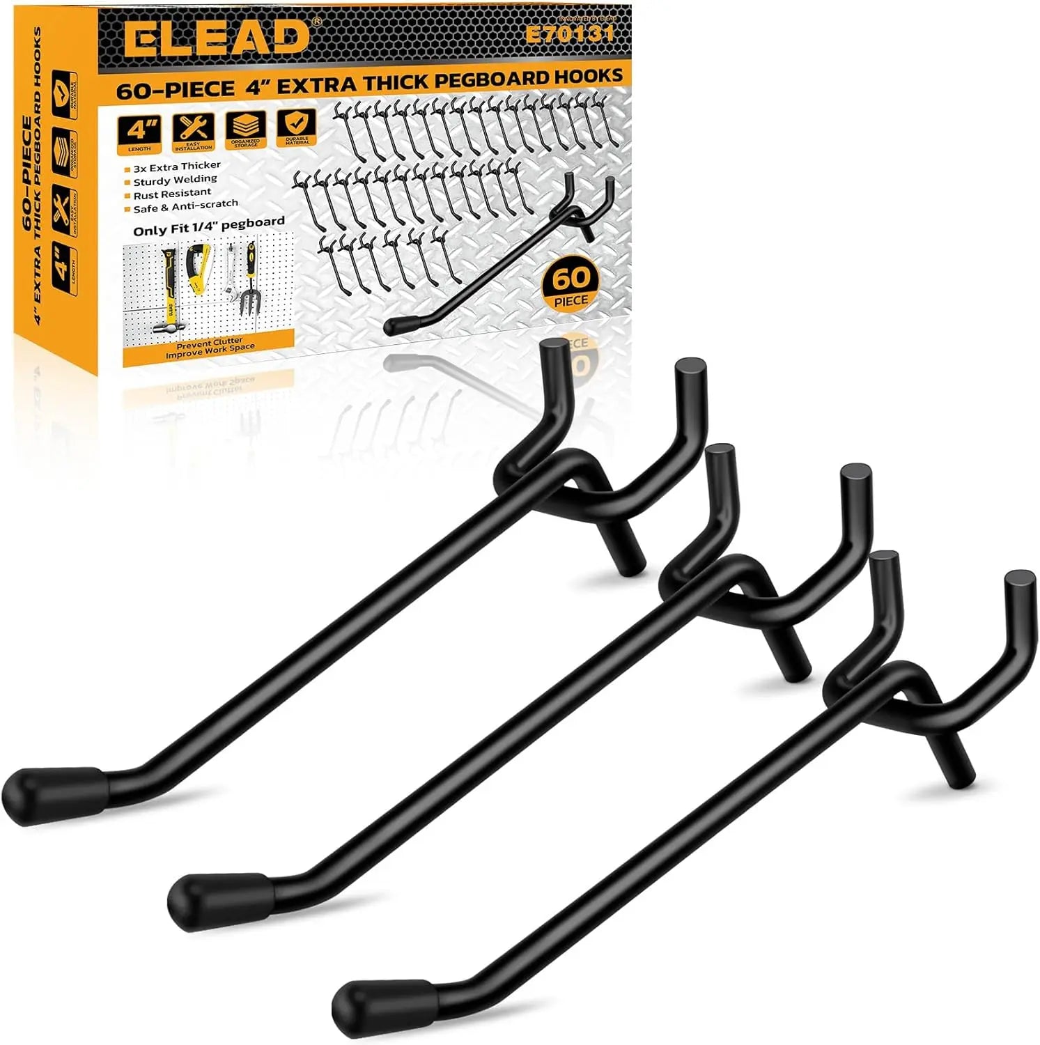 60-Piece 4-Inch Heavy-Duty Pegboard Hooks