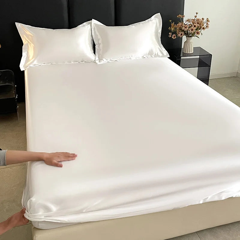 1Pc Satin Elastic Fitted Sheet