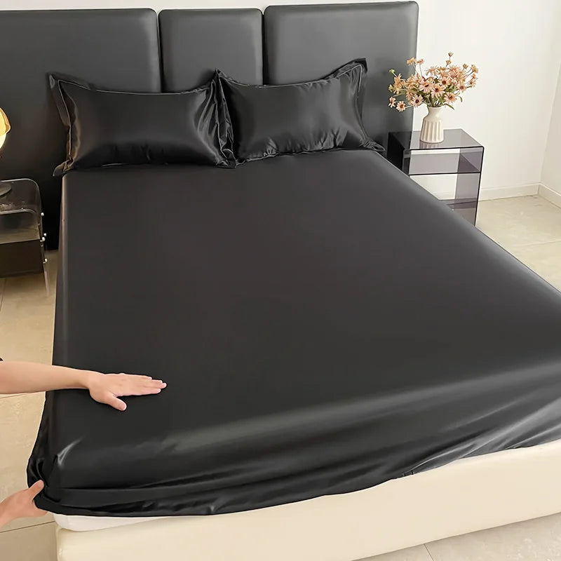 1Pc Satin Elastic Fitted Sheet