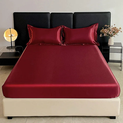 1Pc Satin Elastic Fitted Sheet