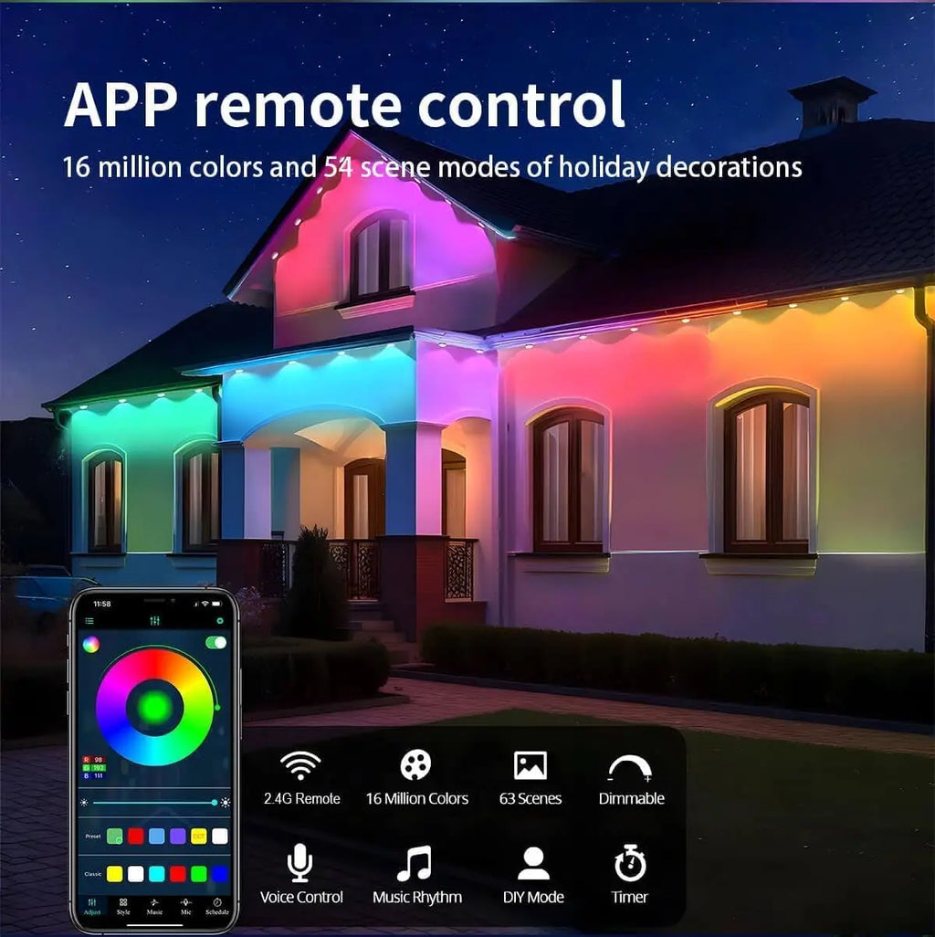 Permanent Eaves LED RGB Outdoor String Lights
