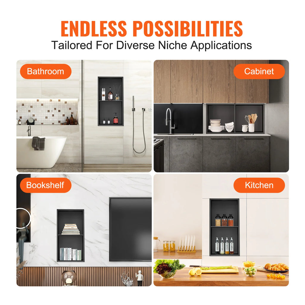 304 Stainless Steel Wall/Shower Niche Double Shelves