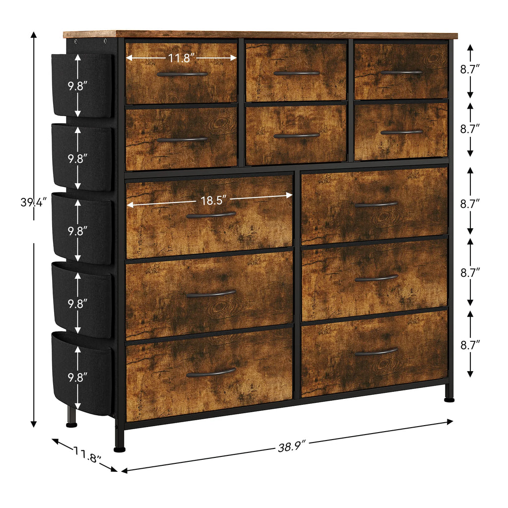 Tall 12 Soft Fabric Drawers Dresser