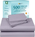 500TC Queen Sateen Damask Stripe Bedding in Lavender