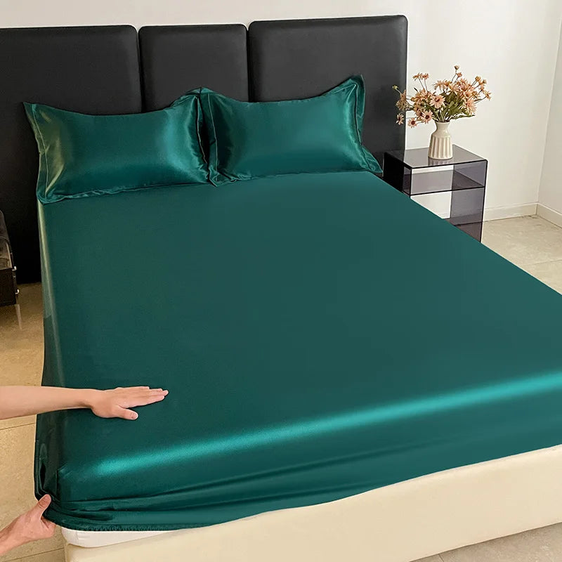 1Pc Satin Elastic Fitted Sheet
