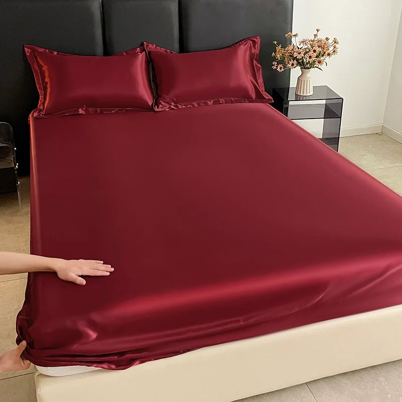 1Pc Satin Elastic Fitted Sheet