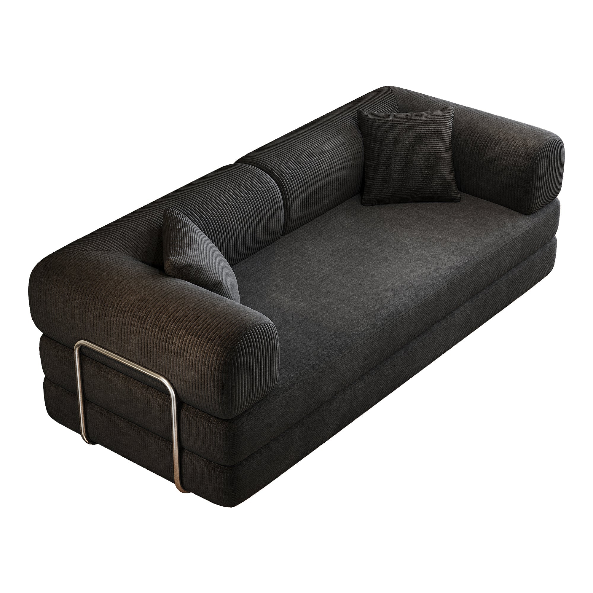78.8' Compression Sofa,Convertible Floor Sofa Bed-with Pillow Back Support Armrest,Comfy Futon Couch Sleeper Bed,Loveseats Boneless Modular Sectional Sofa,Corduroy fabric,for Living Room,Bedroom,Black