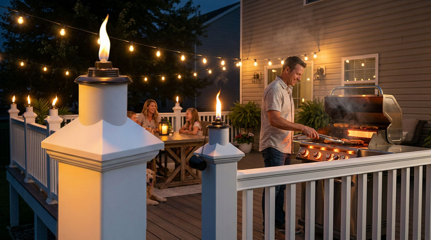 BuzzCaps (4) Four Pack - The Original Mosquito Repellent Outdoor Torch Post Cap