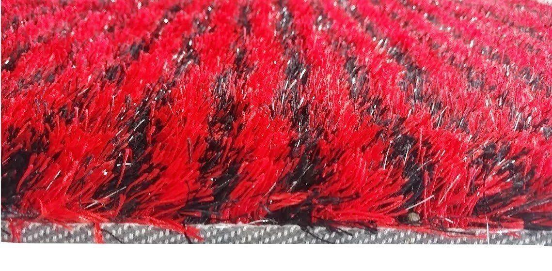 DaDa Bedding Shaggy Soft Rectangle Door Mat Bath Carpet Rug - 20" x 32", Striped Red & Black