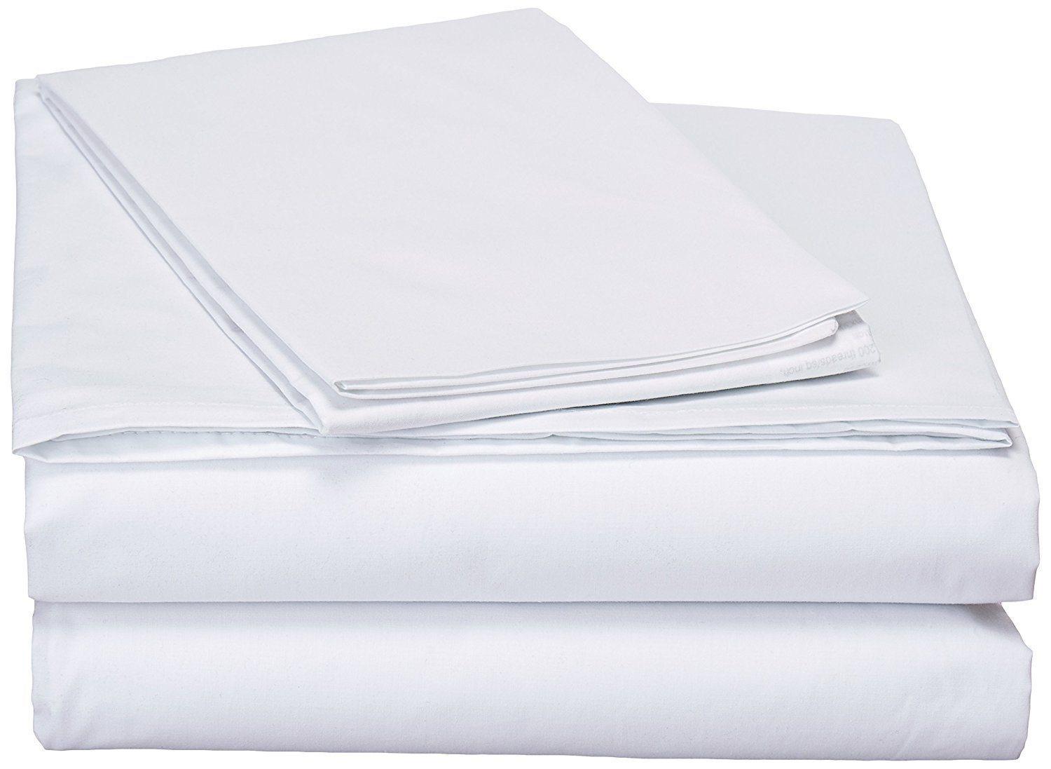 DaDa Bedding White Cotton Flat Sheet Set with Pillow Cases