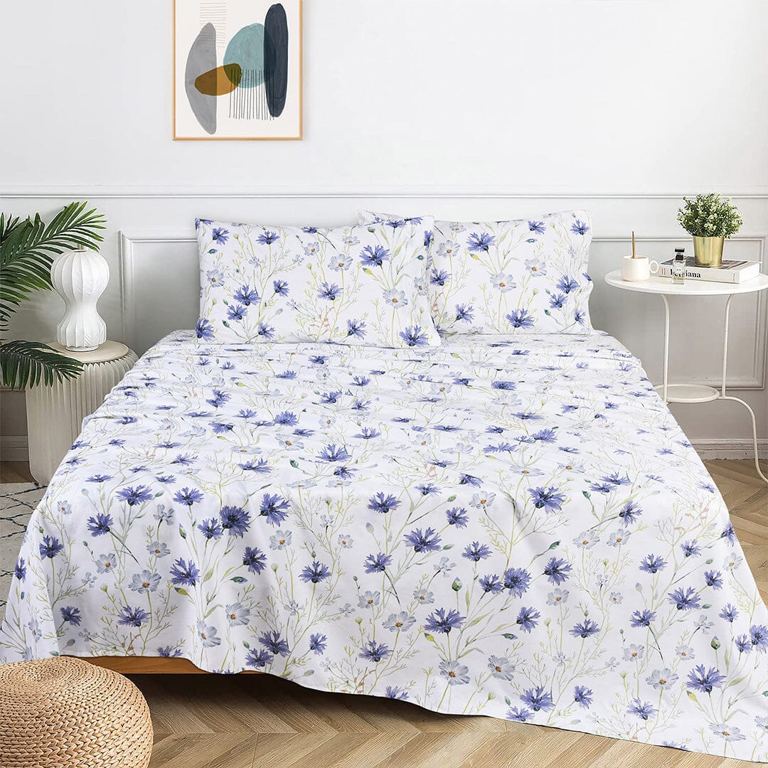 Sleepdown 100% Cotton Bed Sheet Set, Ultra Soft Percale Bed Sheets, Durable, Cool & Crisp 144 Thread Count Fabric