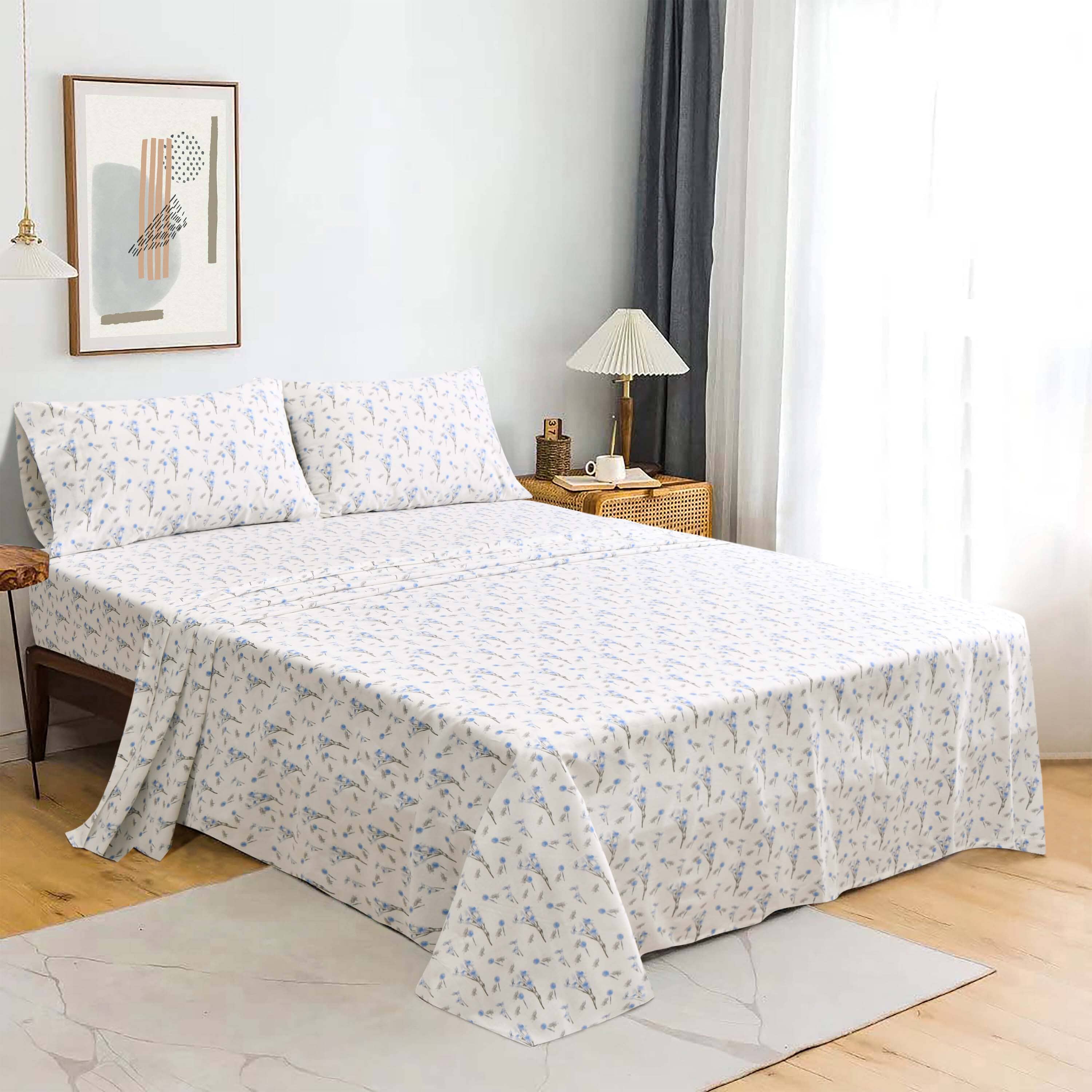 Sleepdown 100% Cotton Bed Sheet Set, Ultra Soft Percale Bed Sheets, Durable, Cool & Crisp 144 Thread Count Fabric