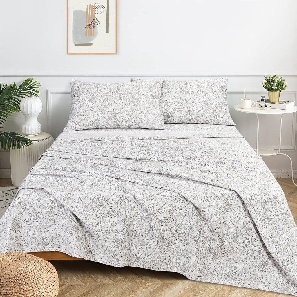 Sleepdown 100% Cotton Bed Sheet Set, Ultra Soft Percale Bed Sheets, Durable, Cool & Crisp 144 Thread Count Fabric