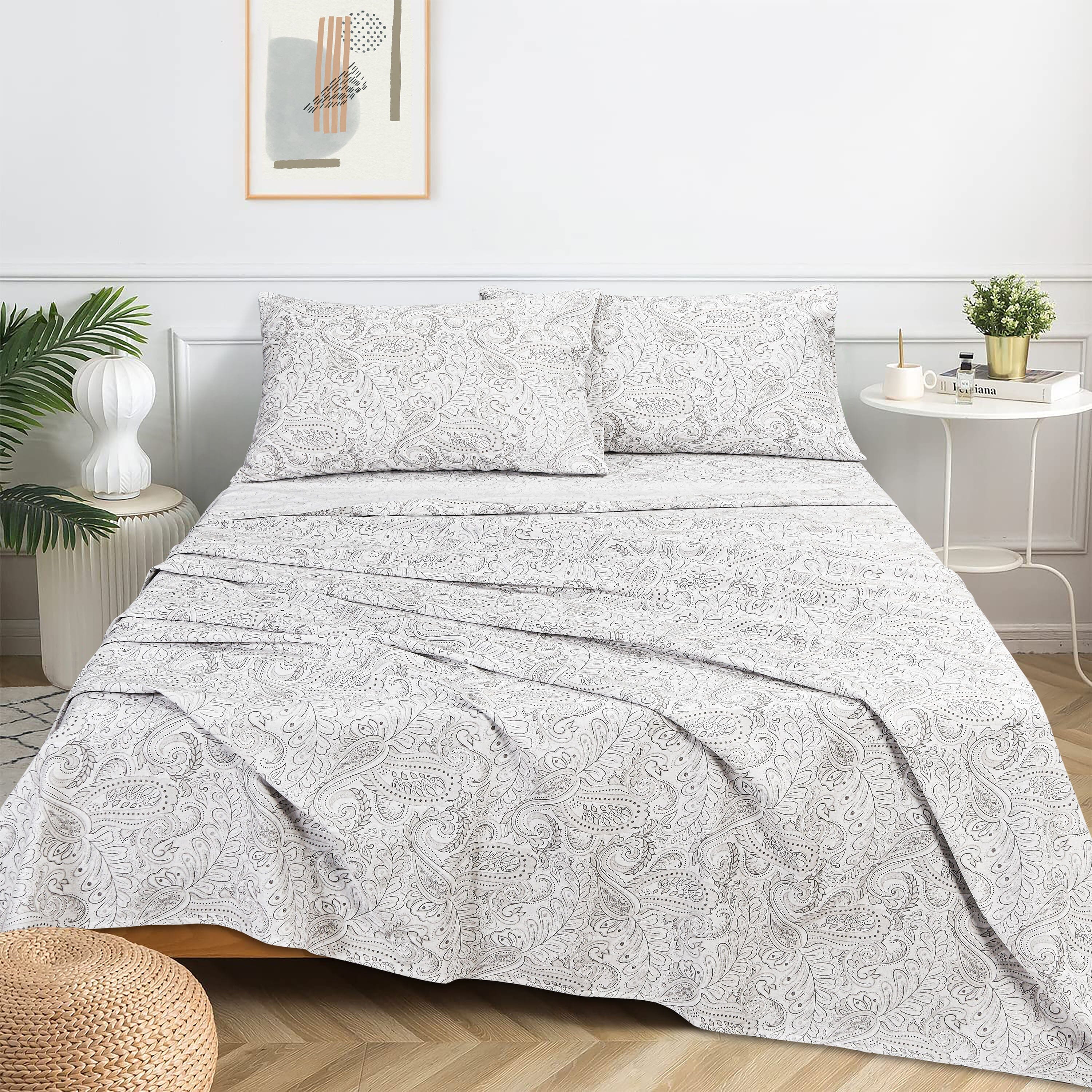 Sleepdown 100% Cotton Bed Sheet Set, Ultra Soft Percale Bed Sheets, Durable, Cool & Crisp 144 Thread Count Fabric