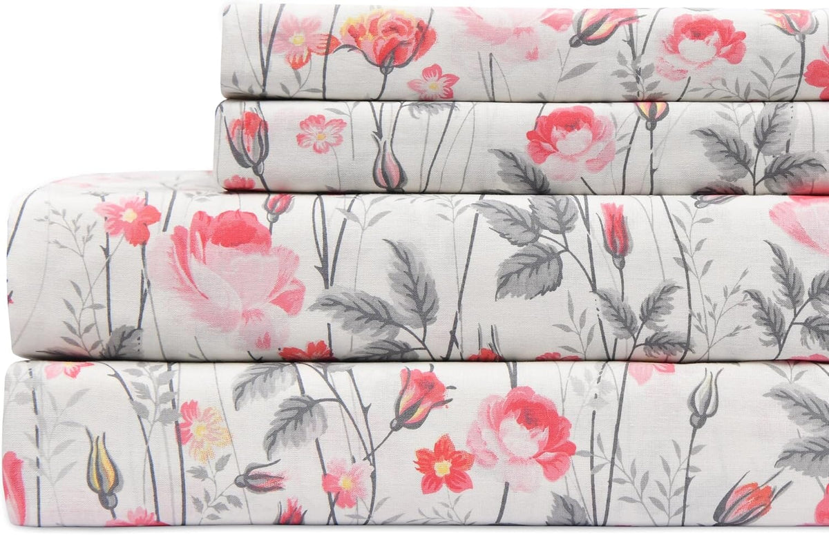 Sleepdown 100% Cotton Bed Sheet Set, Ultra Soft Percale Bed Sheets, Durable, Cool & Crisp 144 Thread Count Fabric