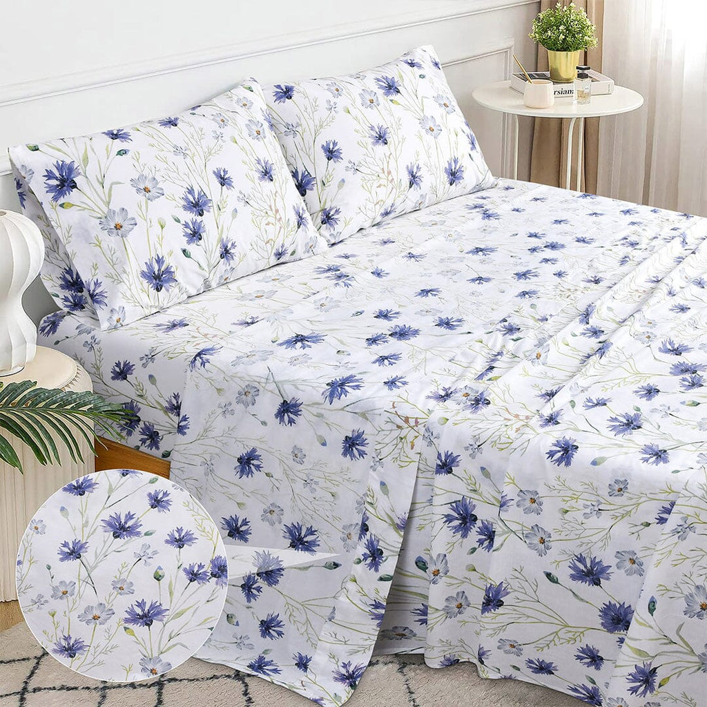 Sleepdown 100% Cotton Bed Sheet Set, Ultra Soft Percale Bed Sheets, Durable, Cool & Crisp 144 Thread Count Fabric