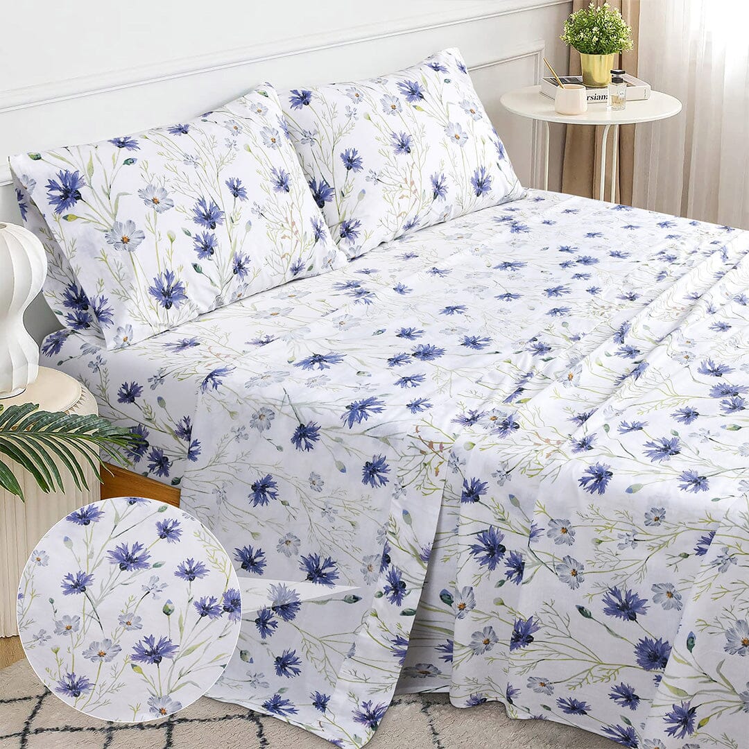 Sleepdown 100% Cotton Bed Sheet Set, Ultra Soft Percale Bed Sheets, Durable, Cool & Crisp 144 Thread Count Fabric