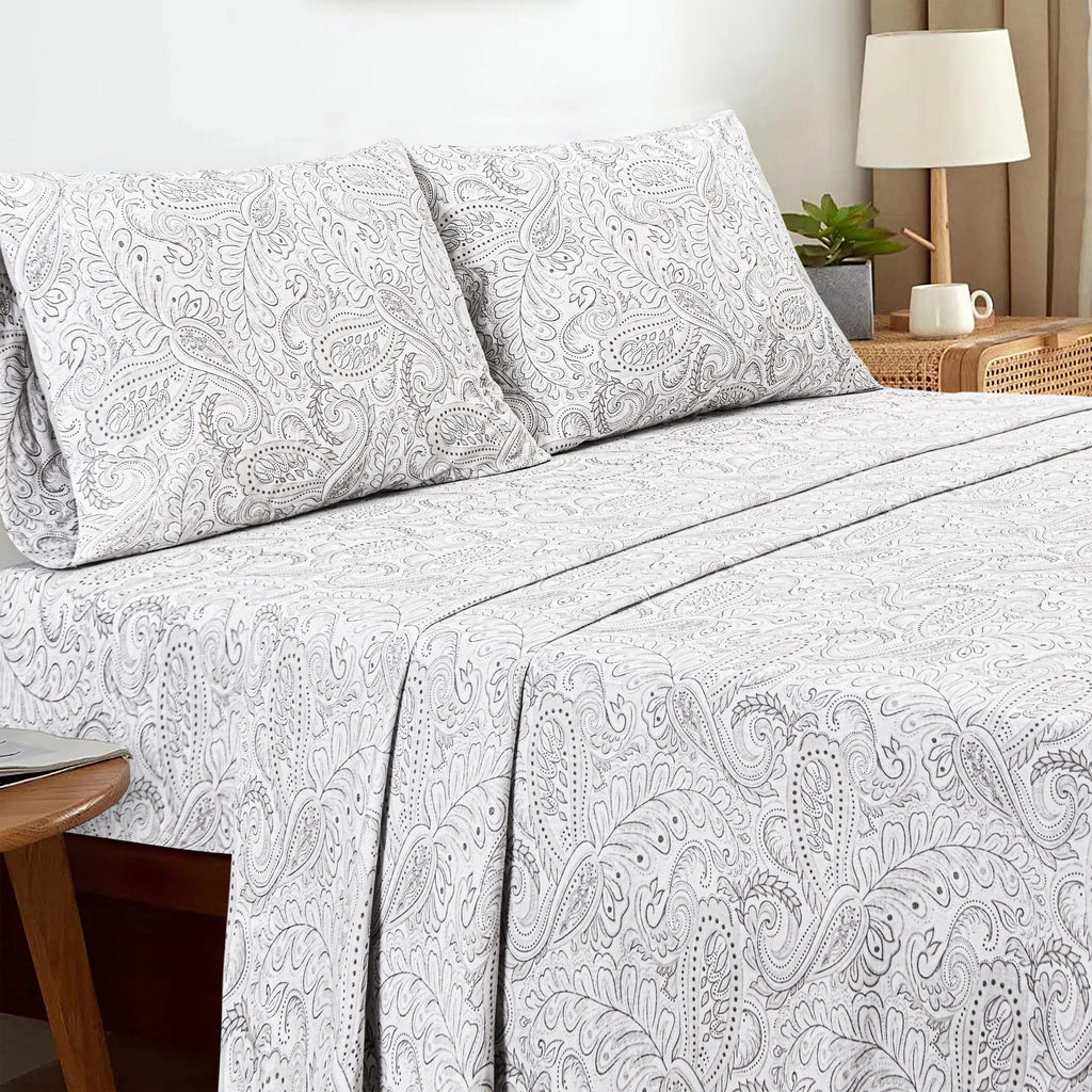 Sleepdown 100% Cotton Bed Sheet Set, Ultra Soft Percale Bed Sheets, Durable, Cool & Crisp 144 Thread Count Fabric