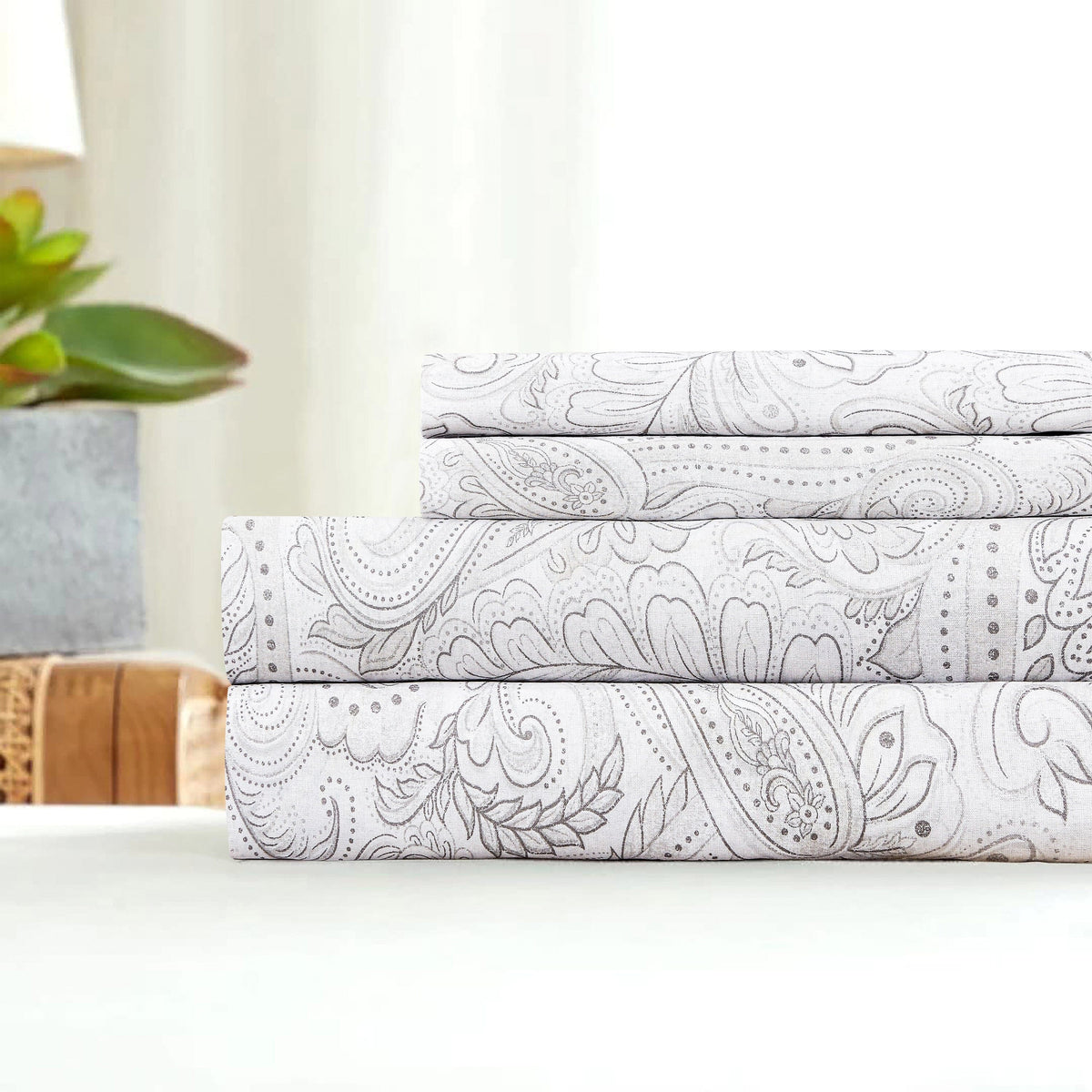 Sleepdown 100% Cotton Bed Sheet Set, Ultra Soft Percale Bed Sheets, Durable, Cool & Crisp 144 Thread Count Fabric