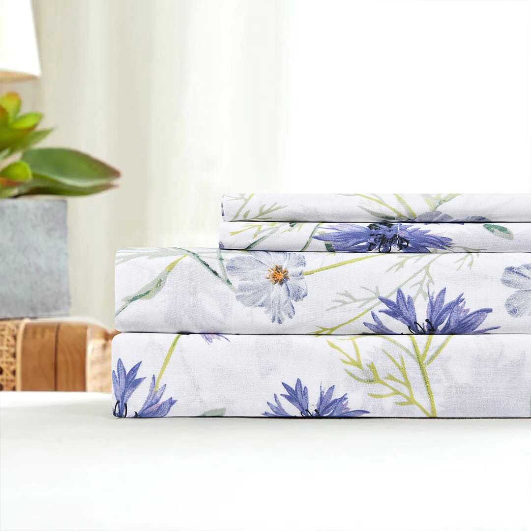 Sleepdown 100% Cotton Bed Sheet Set, Ultra Soft Percale Bed Sheets, Durable, Cool & Crisp 144 Thread Count Fabric