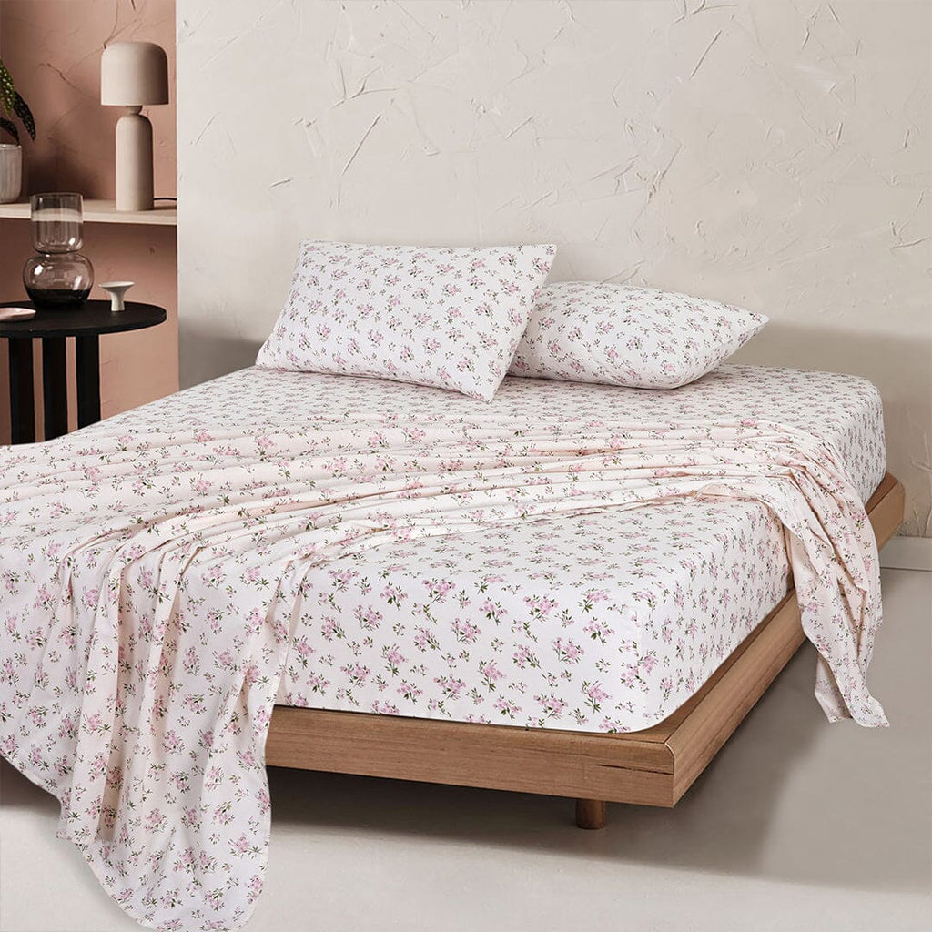 Sleepdown 100% Cotton Bed Sheet Set, Ultra Soft Percale Bed Sheets, Durable, Cool & Crisp 144 Thread Count Fabric