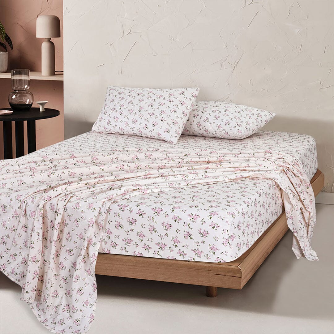 Sleepdown 100% Cotton Bed Sheet Set, Ultra Soft Percale Bed Sheets, Durable, Cool & Crisp 144 Thread Count Fabric