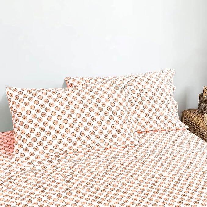 Sleepdown 100% Cotton Bed Sheet Set, Ultra Soft Percale Bed Sheets, Durable, Cool & Crisp 144 Thread Count Fabric
