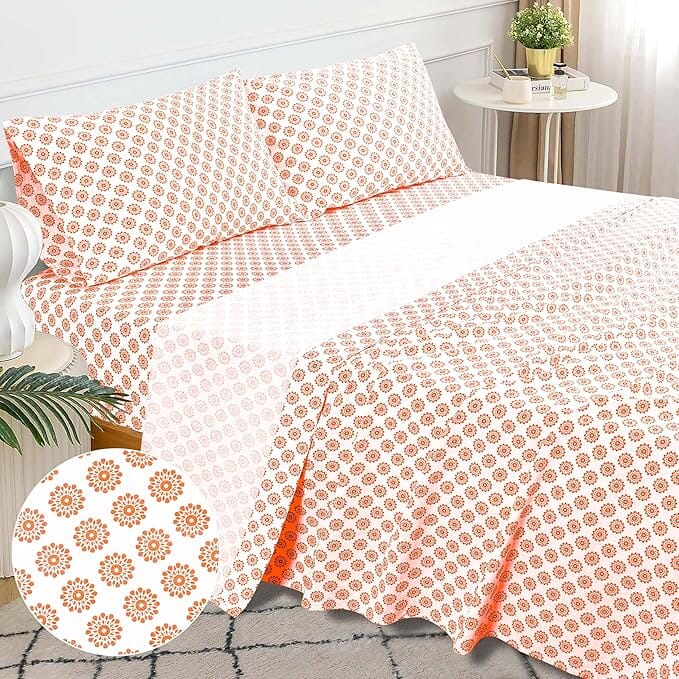 Sleepdown 100% Cotton Bed Sheet Set, Ultra Soft Percale Bed Sheets, Durable, Cool & Crisp 144 Thread Count Fabric