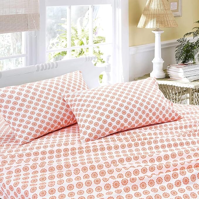 Sleepdown 100% Cotton Bed Sheet Set, Ultra Soft Percale Bed Sheets, Durable, Cool & Crisp 144 Thread Count Fabric
